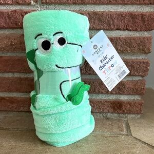 Green Dinosaur Kids Character Throw Blanket